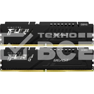 Оперативная память Kingston Fury Beast, DDR5, 64GB (2x32 GB), 6400 MHz, CL32, радиатор, чёрный