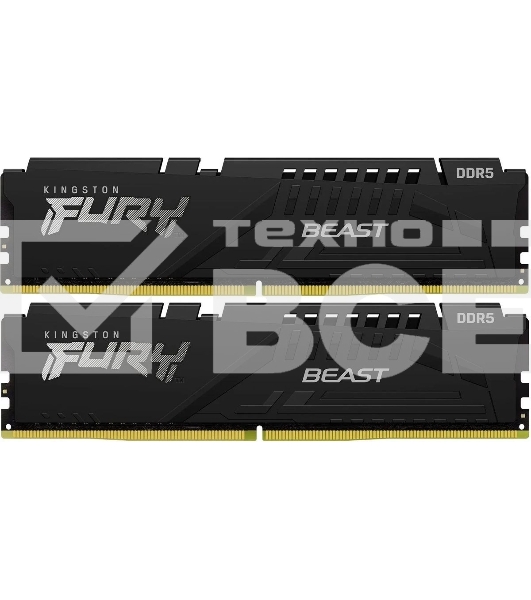 Оперативная память Kingston Fury Beast, DDR5, 64GB (2x32 GB), 6400 MHz, CL32, радиатор, чёрный