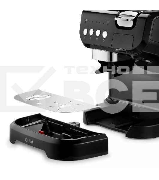 Кофеварка рожковая Kitfort КТ-7107 черный, исп. кофе - молотый/капсулы/зерновой, 2 л, 1560 Вт, 19 Бар