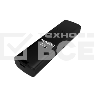 Флеш диск Maxvi MP2 32GB USB 2.0 black, монолит с колпачком, ABS пластик + металл