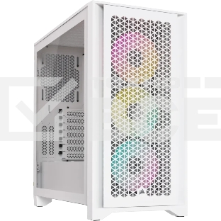 Компьютерный корпус без блока питания Corsair iCUE 4000D RGb Airflow, Midi-Tower, TG, 3x120мм RGb, 1xUSB-A 3.2, 1xUSB 3.2 Type-C, E-ATX, ATX, mATX, mITX белый
