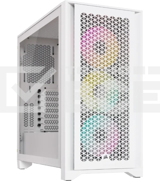 Компьютерный корпус без блока питания Corsair iCUE 4000D RGb Airflow, Midi-Tower, TG, 3x120мм RGb, 1xUSB-A 3.2, 1xUSB 3.2 Type-C, E-ATX, ATX, mATX, mITX белый