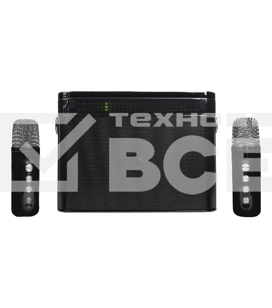 Переносная караоке система TRS2402 iconBIT K902B Колонка 10Вт, 2 микрофона Bluetooth, световые эффекты, аккумулятор в колонке 3000mAh и микрофонах, 22.3*9.6*15.7CM, черный
