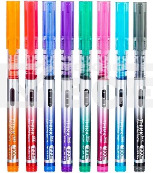 Набор ручек роллер Deli Think EQ300-8C ассорти, d=0.5мм, ассорти чернила (8шт) стреловидный пишущий наконечник