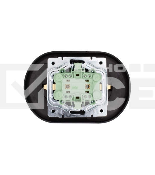 Розетка 2-м LEZARD СП OSEN с заземл. ПБТ, круглая, механизм, черный бархат 744-4200-127B