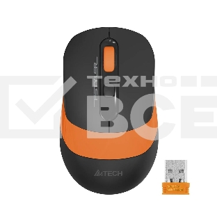 Мышь беспроводная A4Tech Fstyler FG10 черный/оранжевый, 2000 dpi, радиоканал, USB, кнопки - 4