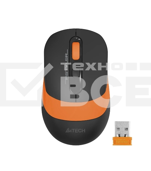 Мышь беспроводная A4Tech Fstyler FG10 черный/оранжевый, 2000 dpi, радиоканал, USB, кнопки - 4