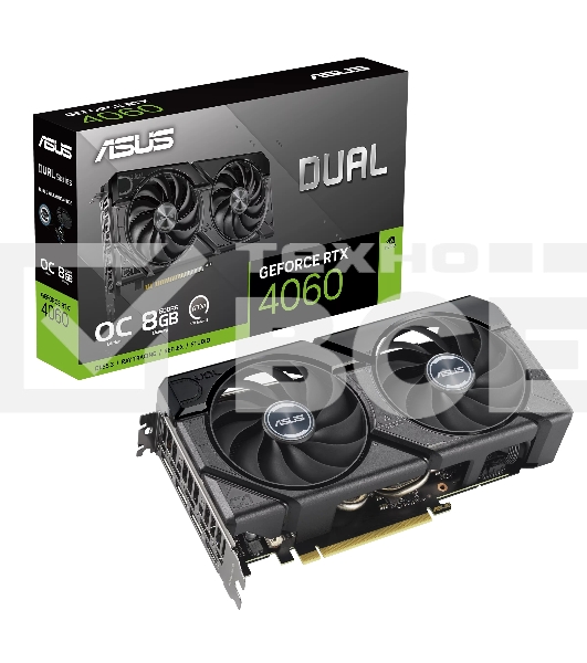 Видеокарта Asus DUAL-RTX4060-O8G-EVO NVIDIA GeForce RTX 4060 8Gb PCI-E 4.0  128bit GDDR6 2505/17000 HDMIx1 DPx3 HDCP Ret