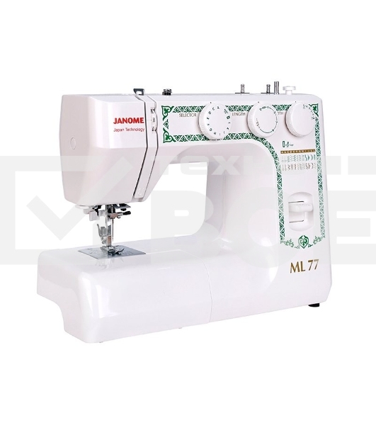 Швейная машина Janome ML 77, 25 операций, петля автомат, вертикальный челнок, нитевдеватель, регулятор длины и ширины строчки, отключение нижнего транспортера