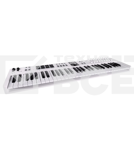 Клавиатура MIDI [231531] Arturia [KeyLab Essential 61 mk3 White] 61 клавиша, LCD дисплей, 9 энкодеров, 8 пэдов, 9 фейдеров, 12 кнопок управления, колеса высоты тона и модуляции, 1/4