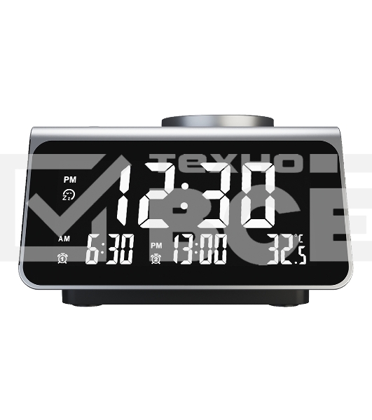 Радиочасы с будильником SOUNDMAX SM-1521U черный с серебром