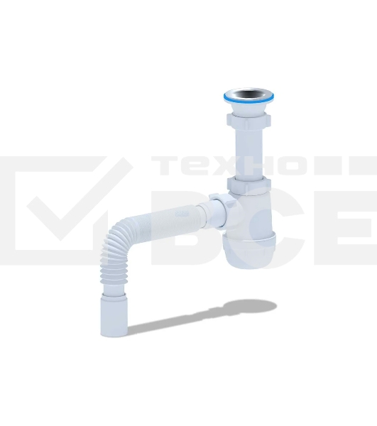 Сифон для мойки АНИ Грот 1 1/2' x 40 с гибкой трубой 40х40