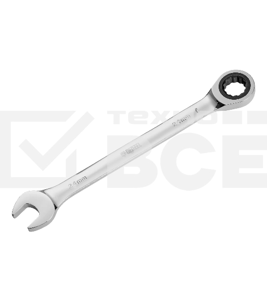 Ключ комбинированный Denzel, с трещеткой, 24 мм