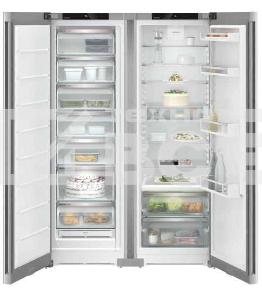 Холодильник Liebherr Комбинация XRFsf 5225-22 001 (SFNsfd 5227-22 001 +SRBsfc 5220-22 001) серебристый двухкамерный 377/271л морозилка сбоку, Side by Side