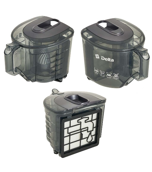 Пылесос Delta DL-0853 серый/фиолетовый, 400/2400 Вт, уборка сухая, пылесборник контейнер 4 л