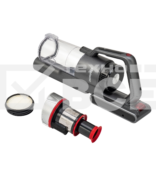 Пылесос вертикальный Starwind SCH9945 серебристый/красный, питание от аккумулятора, 170 Вт, уборка сухая, пылесборник 0.4 л