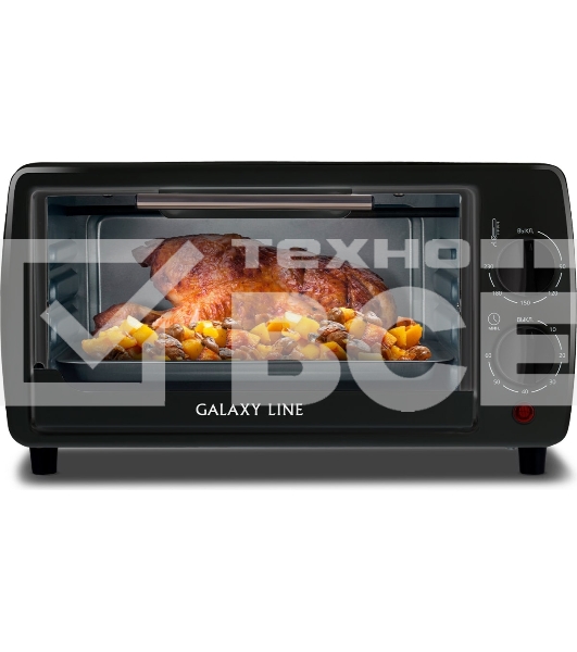 Мини-печь Galaxy Line GL 2625, черный, 8 л, 1000 Вт, таймер на 60 минут, индикатор работы, автоотключение