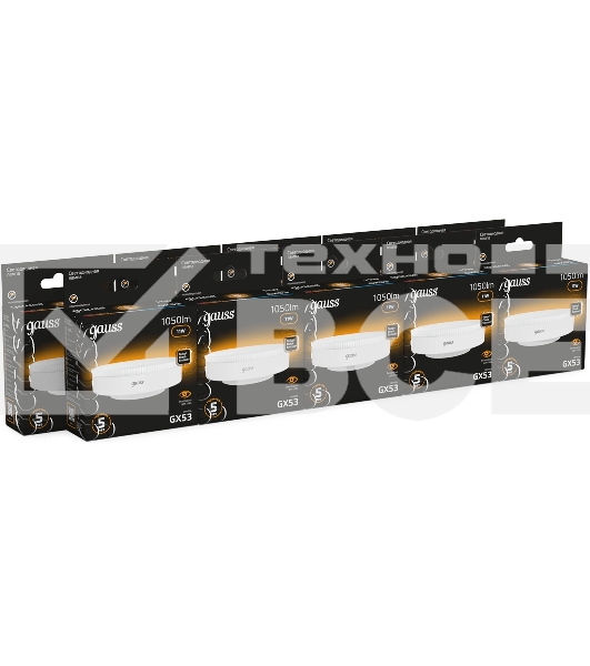 Лампа светодиодная Gauss 108008111 11Вт цок.:GX53 таблетка 220B св.свеч.бел.теп. (упак.:10шт)