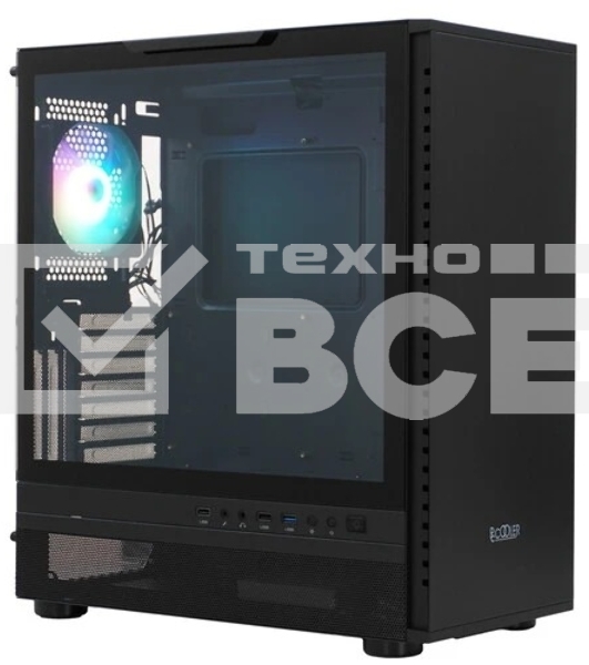 Компьютерный корпус  PCCooler IE200 BK, Tempered Glass Full Tower, черный, TG, SPCC, 1x120mm ARGB E-ATX, ATX, mATX, mITX 180/380/220mm 4x2.5