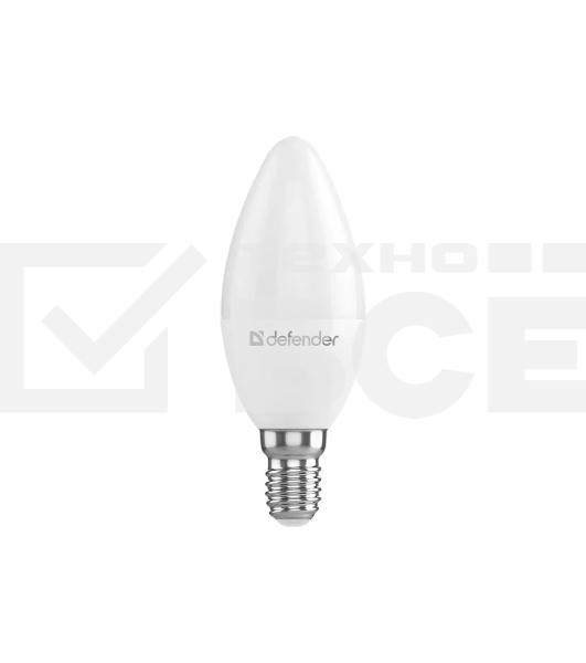 Лампочка светодиодная Defender C37-8W-830-E14 свеча, 3000 К, теплый белый, 1 шт.