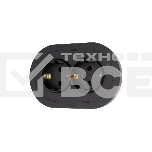 Розетка 2-м LEZARD СП OSEN с заземл. ПБТ, круглая, механизм, черный бархат 744-4200-127B