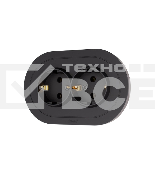 Розетка 2-м LEZARD СП OSEN с заземл. ПБТ, круглая, механизм, черный бархат 744-4200-127B