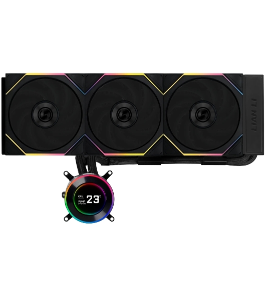 Система жидкостного охлаждения Lian-Li HydroShift II LCD-C 360TL ARGB Soc-AM5/AM4/1700/1851 черный 4-pin 33dB Al+Cu LCD Ret (G89.GHS2LCD36TB.R0)