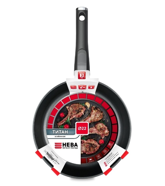Сковорода НЕВА-МЕТАЛЛ 9022 алюминий 22 см