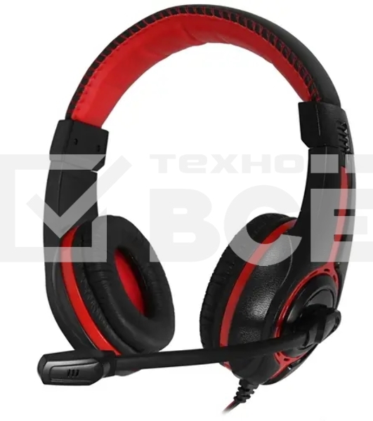 Наушники с микрофоном Oklick HS-L200 черный/красный 2м мониторы оголовье (Y-819)