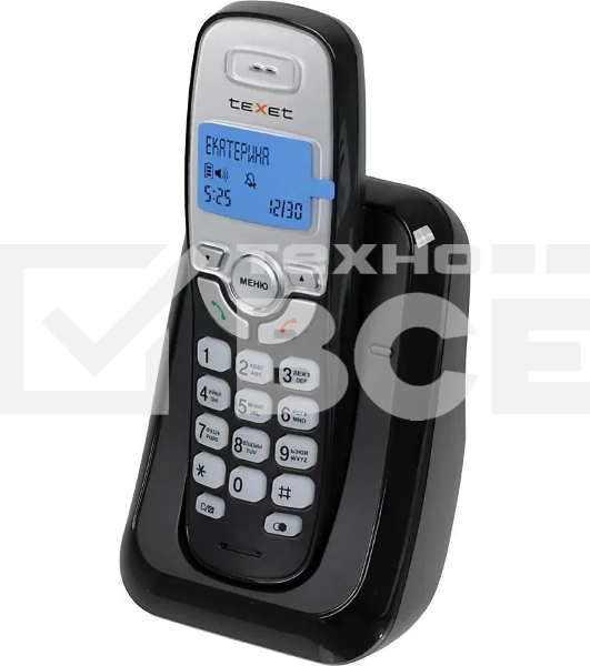 Радиотелефон teXet TX-D6905A черный (громкая связь,телефонная книга на 50 имен и номеров, определитель номера, будильник)