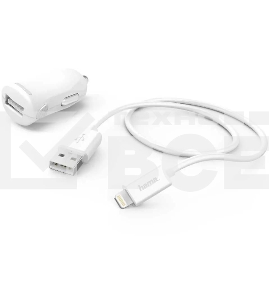 Комплект зарядное устройство Hama H-183266 2.4A для Apple кабель Apple Lightning белый
