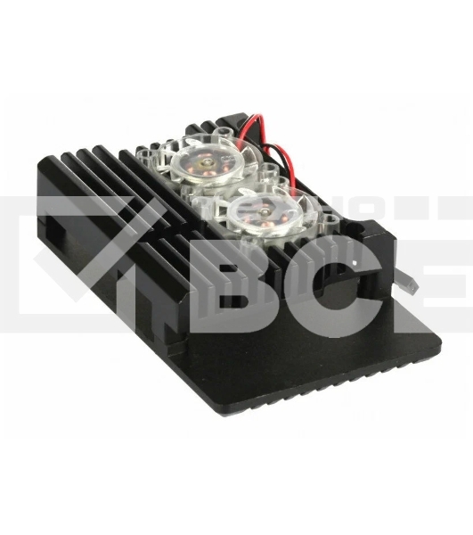 Корпус Qumo Aluminum case with double Transparent fans, Raspberry Pi 4, black(RS012)