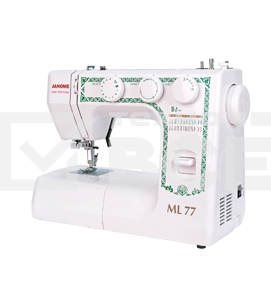 Швейная машина Janome ML 77, 25 операций, петля автомат, вертикальный челнок, нитевдеватель, регулятор длины и ширины строчки, отключение нижнего транспортера