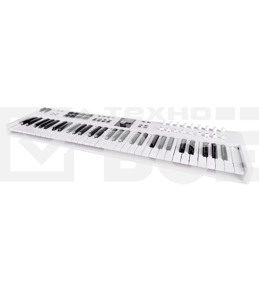 Клавиатура MIDI [231531] Arturia [KeyLab Essential 61 mk3 White] 61 клавиша, LCD дисплей, 9 энкодеров, 8 пэдов, 9 фейдеров, 12 кнопок управления, колеса высоты тона и модуляции, 1/4