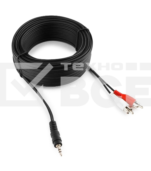 Кабель аудио Cablexpert CCA-458-15M-N, Jack 3.5(M)/2xRCA, 15м, черный, пакет