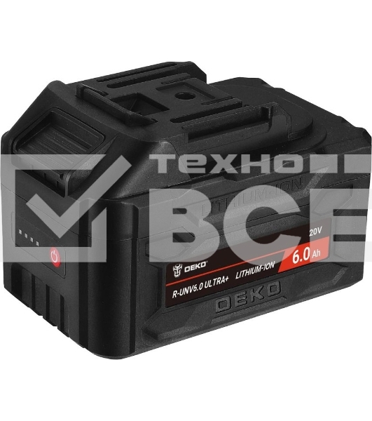 Аккумулятор DEKO R-UNV6.0 ULTRA+, Li-ion, 20В, 6.0А*ч, с повышенной токоотдачей