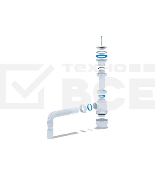 Сифон для мойки АНИ Грот 1 1/2' x 40 с гибкой трубой 40х40