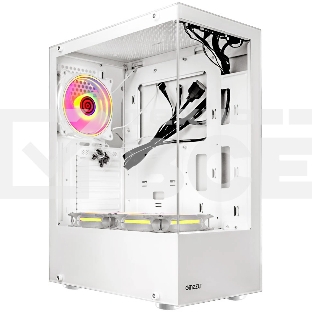 Компьютерный корпус Ginzzu CL310 ATX FAN 3*12LD4 FRGb передняя панель Стекло белый