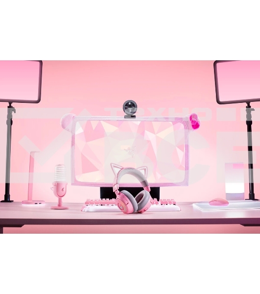 Гарнитура Razer Kraken Kitty V3 Pro Quartz розовый, беспроводная, bluetooth, до 70 ч, подсветка