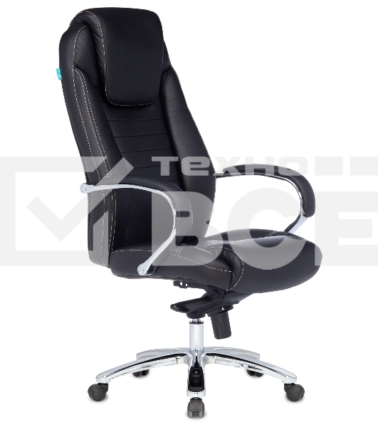 Кресло руководителя Бюрократ T-9923SL/BLACK черный, кожа, крестовина хром