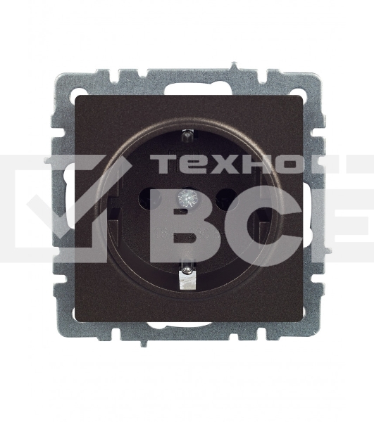 Розетка 1-местная IEK BRITE 16А РС11-1-0-БрТБ с заземлением, без защитных шторок, 16А, темная бронза