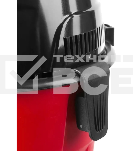 Строительный пылесос Зубр ПУ-15-1200 М1 красный/черный, 1200 Вт, уборка сухая/влажная, пылесборник мешок, 15 л