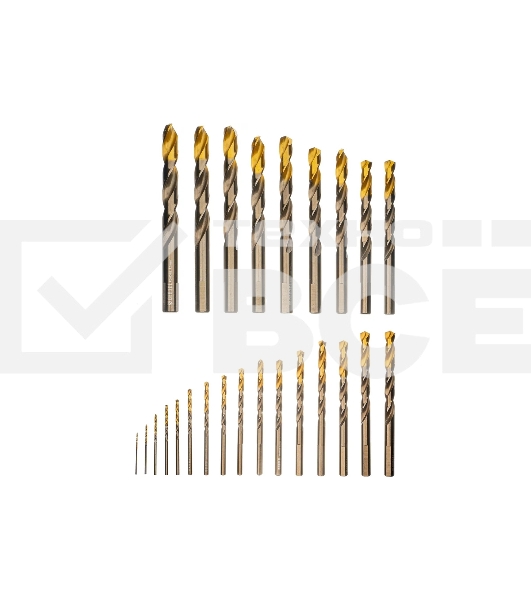 Набор сверл по металлу Denzel 1-13 мм, Р6М5К8-TiN, Golden Tip, 25 шт 723010