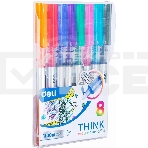 Набор ручек роллер Deli Think EQ300-8C ассорти, d=0.5мм, ассорти чернила (8шт) стреловидный пишущий наконечник, фото4