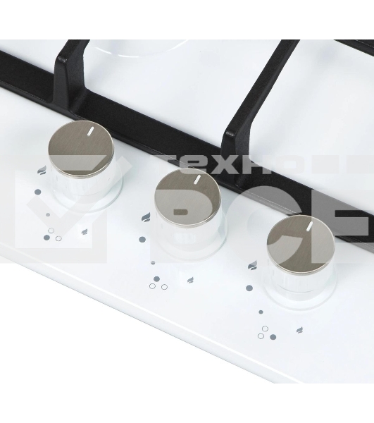 Газовая варочная панель Maunfeld EGHE.43.33CW/G, 3 конфорки, эмалированная сталь, белый