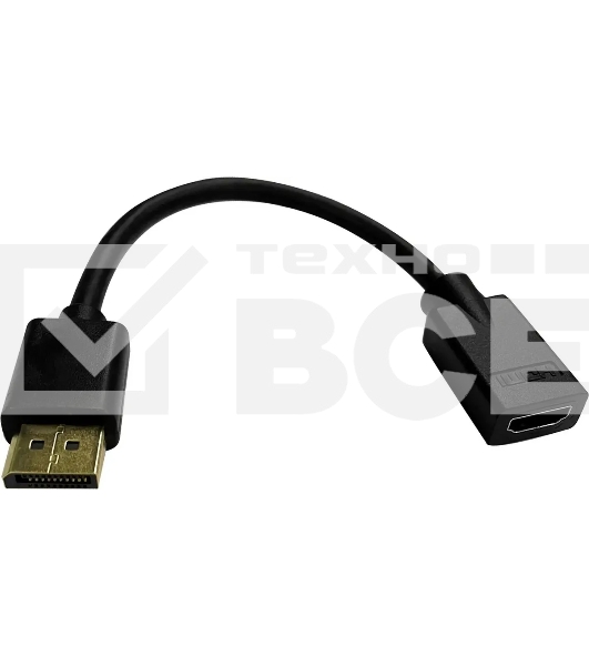 Переходник Buro DisplayPort (m)/HDMI (f) черный (BU-HDMI(F)-DP(M))