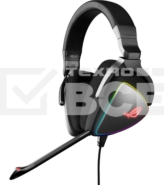 Игровые наушники ASUS ROG Delta S черные (7.1, USB Type-C + A, RGB подсветка, 50 мм, ESS 9281 Pro, микрофон, 90YH02K0-B2UA00)