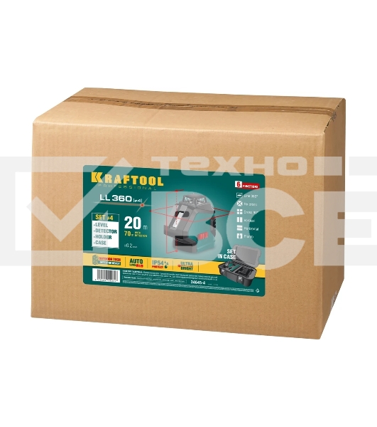 Уровни лазерные KRAFTOOL 34645-4  ''ll360-4'' 360 градусов 20м / 70м детектор