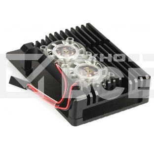 Корпус Qumo Aluminum case with double Transparent fans, Raspberry Pi 4, black(RS012)