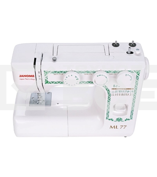 Швейная машина Janome ML 77, 25 операций, петля автомат, вертикальный челнок, нитевдеватель, регулятор длины и ширины строчки, отключение нижнего транспортера